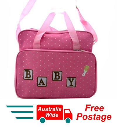 TRENDY BABY DIAPER TOTE NAPPY BAG WITH CHANGE MAT PINK HW196