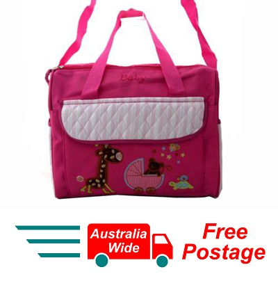 TRENDY BABY DIAPER TOTE NAPPY BAG WITH CHANGE MAT PINK DRK HW192