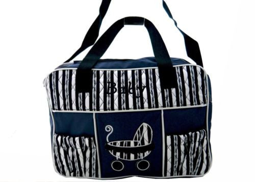 TRENDY BABY DIAPER TOTE NAPPY BAG WITH CHANGE MAT NAVY BLUE HW193