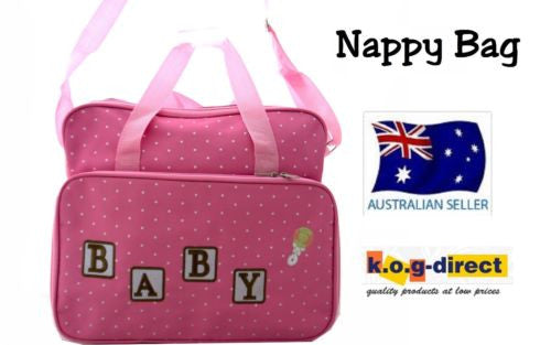 TRENDY BABY DIAPER TOTE NAPPY BAG WITH CHANGE MAT PINK HW196