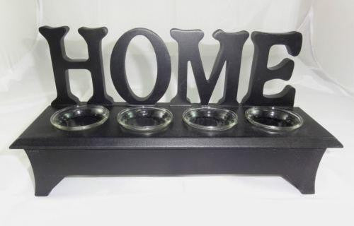 WOODEN WORDING STAND HOME WITH CLEAR GLASS TEA LIGHT CANDLE HOLDER W27WT