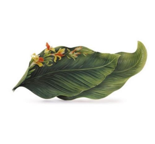 FRANZ COLLECTION PORCELAIN SCULPTURED BRILLIANT BLOOMS CANNA LILY FLOWER TRAY