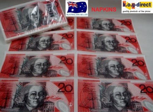 AUSTRALIAN SOUVENIRS MOCK AUSTRALIAN $20 NOTE NAPKINS SERVIETTE