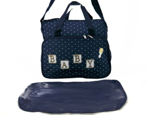 TRENDY BABY DIAPER TOTE NAPPY BAG WITH CHANGE MAT NAVY BLUE HW196