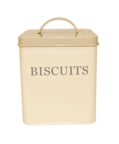 MILANO SQUARE METAL BISCUIT TIN WITH LID CREAM COLOR NEW IN BOX