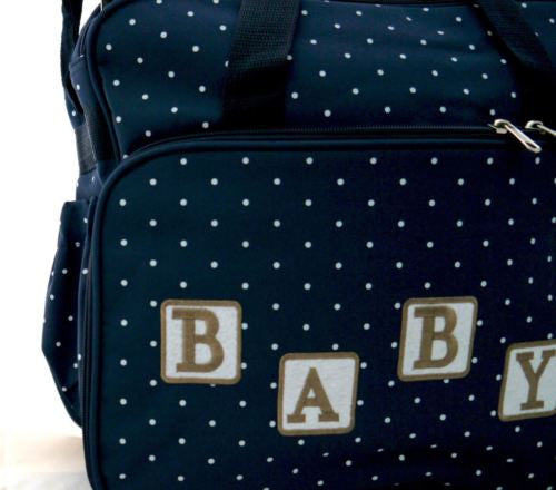 TRENDY BABY DIAPER TOTE NAPPY BAG WITH CHANGE MAT NAVY BLUE HW196