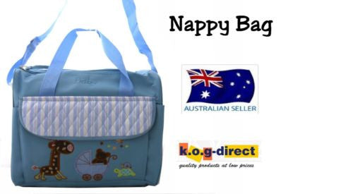 TRENDY BABY DIAPER TOTE NAPPY BAG WITH CHANGE MAT LIGHT BLUE HW192