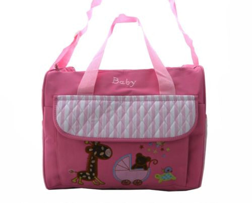 TRENDY BABY DIAPER TOTE NAPPY BAG WITH CHANGE MAT PINK HW192