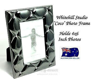 WHITEHILL STUDIO COCO PHOTO FRAME 4 X 6 DARK SILVER PLATED WITH CLEAR DIAMANTES