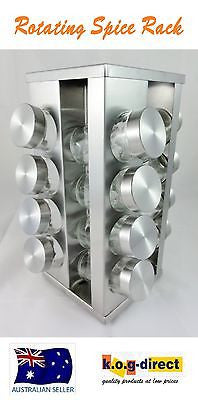 SPICE SET ROTATING SPICE RACK WITH 16 GLASS SPICE JARS STAINLESS STEEL WL6