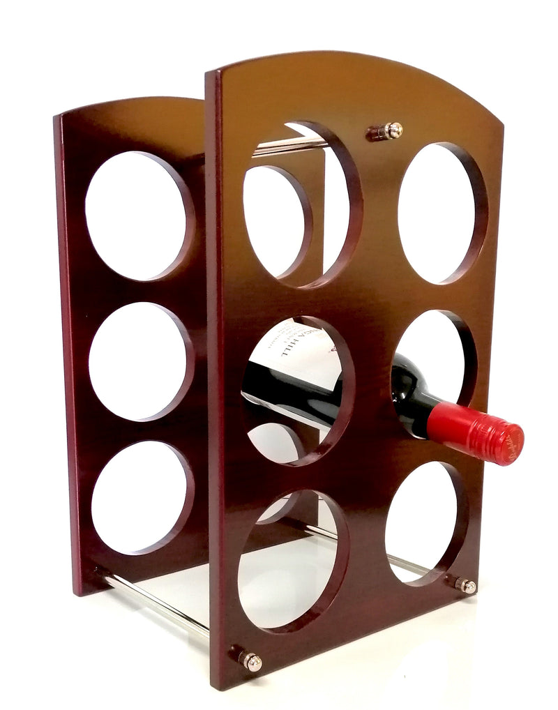 Rectangular Wooden Wine Rack Stand 6 Bottle Organiser Holder for Home Bar HW684