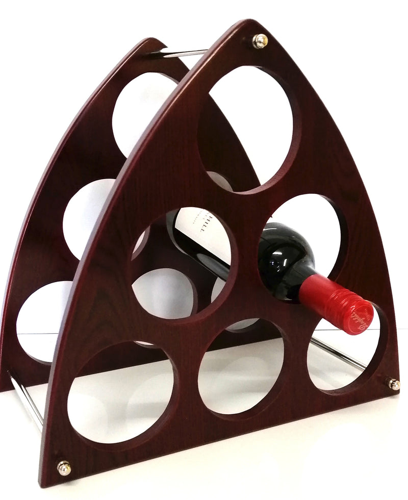 Triangular Wooden Wine Rack Stand 6 Bottle Organiser Holder for Home Bar HW683