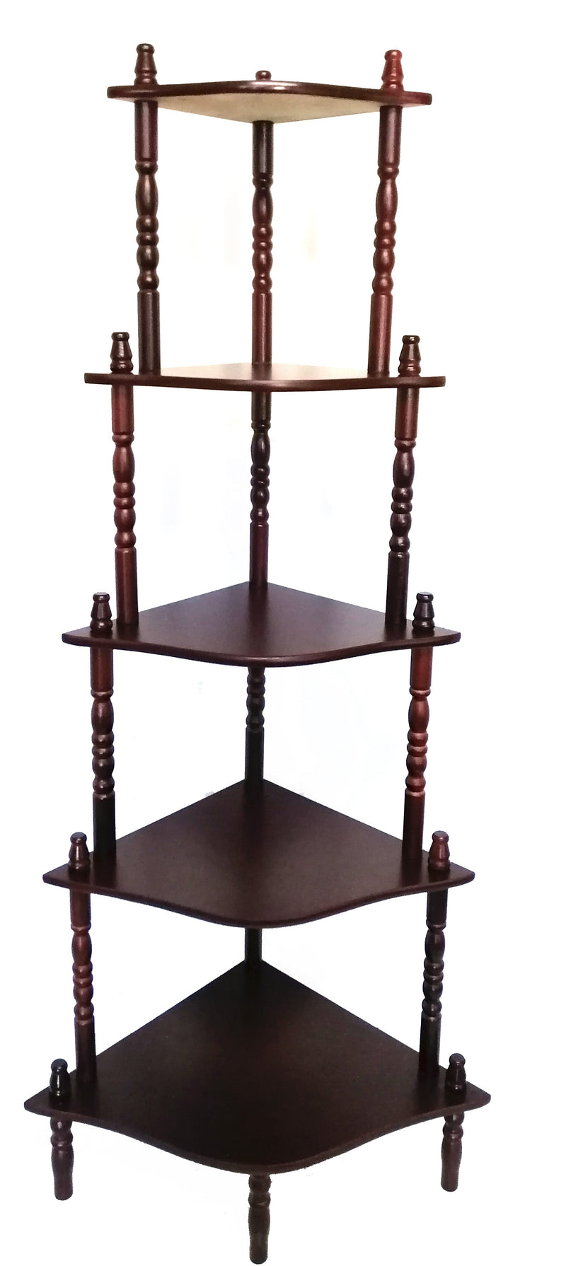 Vintage Wood Corner Stand Shelves Rack Organiser Compact Organiser 5 Tier HW608