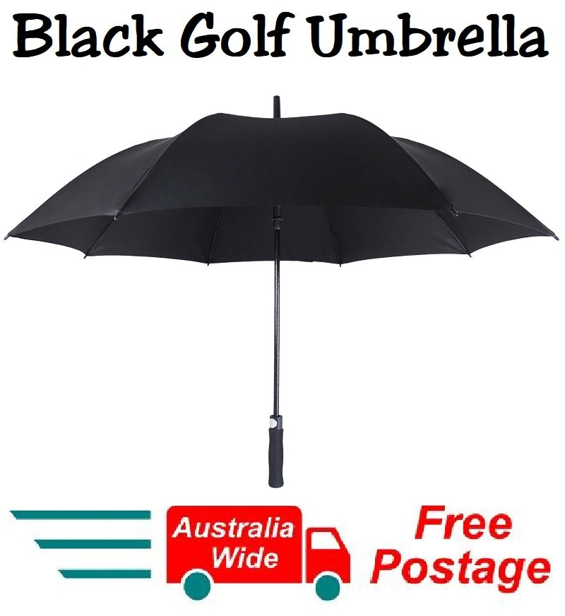 HUGE 150cm BLACK GOLF UMBRELLA AUTO OPEN COVER AND STRAP WIND PROOF HW359