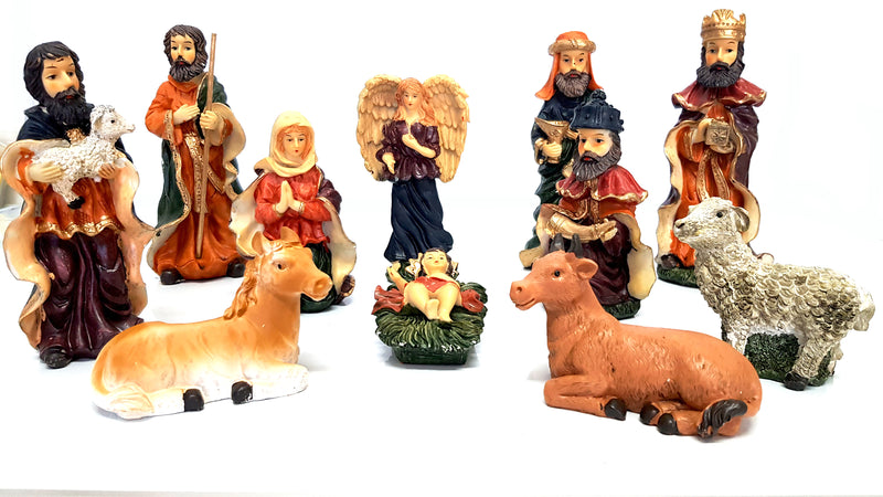 11 PIECE LARGE CHRISTMAS NATIVITY SET SCENE WITH 11 FIGURES NEW HW-674A