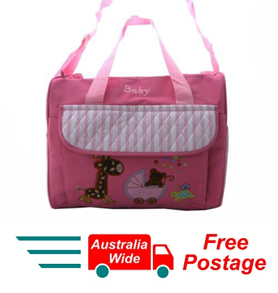 TRENDY BABY DIAPER TOTE NAPPY BAG WITH CHANGE MAT PINK HW192