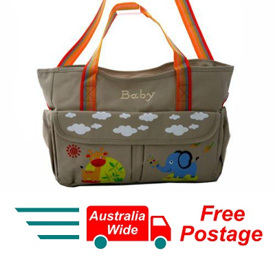 TRENDY BABY DIAPER TOTE NAPPY BAG WITH CHANGE MAT BEIGE HW194