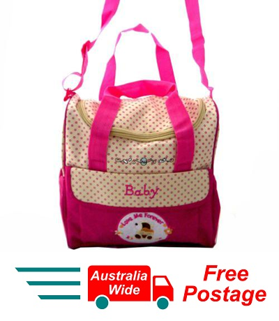 TRENDY BABY DIAPER TOTE NAPPY BAG LOVE ME FOREVER WITH CHANGE MAT PINK HW195