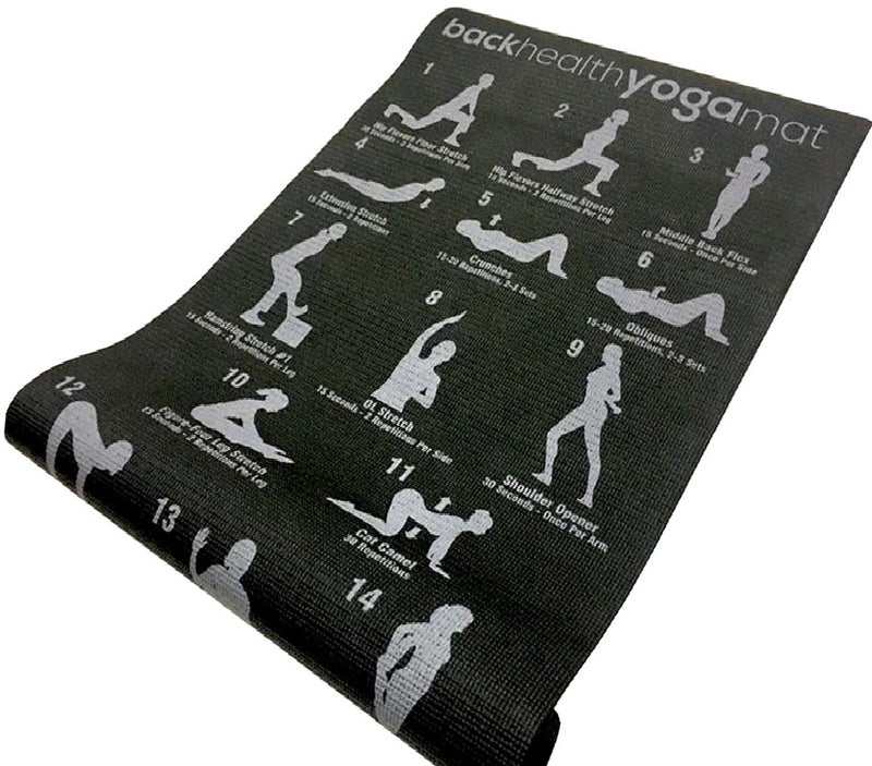 Back Health Yoga Matt Fitness 28 Postions Displayed Non Slip Black