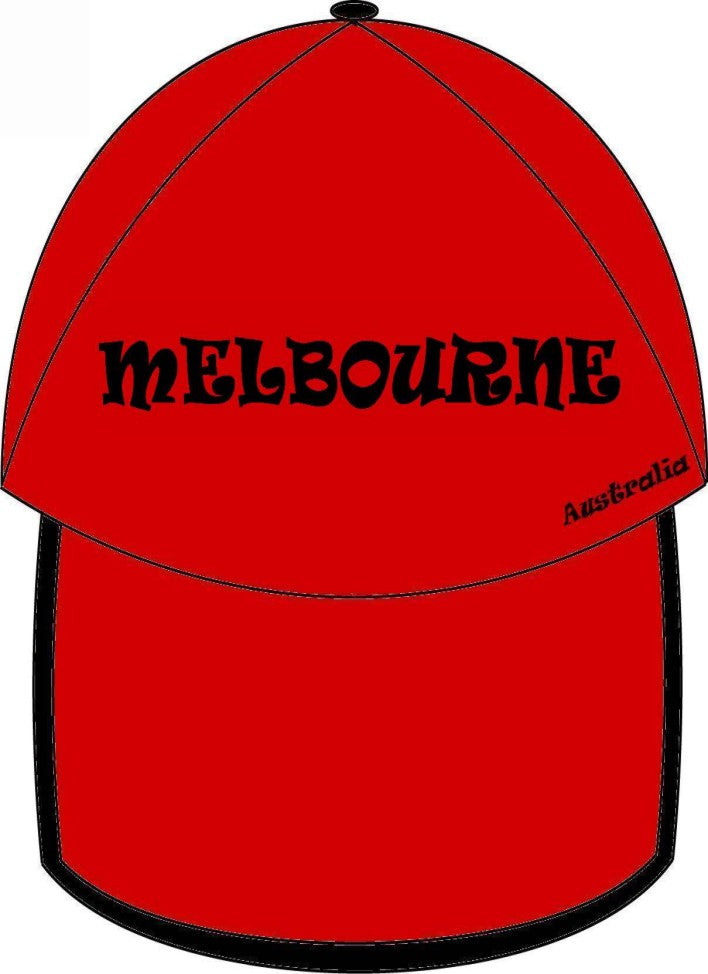 UNISEX MEN'S LADIES AUSTRALIAN SOUVENIR CAPS HATS EMBROIDERED RED & BLACK MELBOURNE