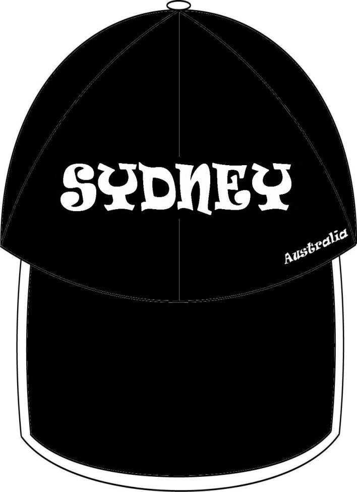 UNISEX MEN'S LADIES AUSTRALIAN SOUVENIR CAPS HATS EMBROIDERED BLACK & WHITE SYDNEY