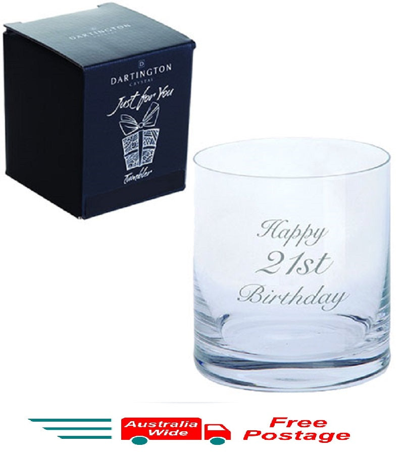 Dartington Crystal Just For You Happy 21st Birthday Engraved Tumbler