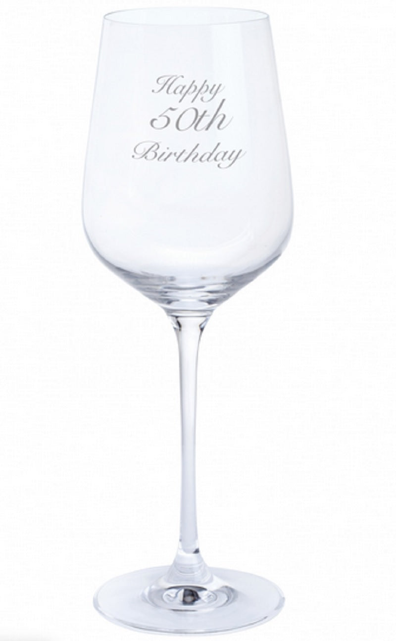 Dartington Crystal Just For You Happy 50th Birthday Engraved Wine Glass