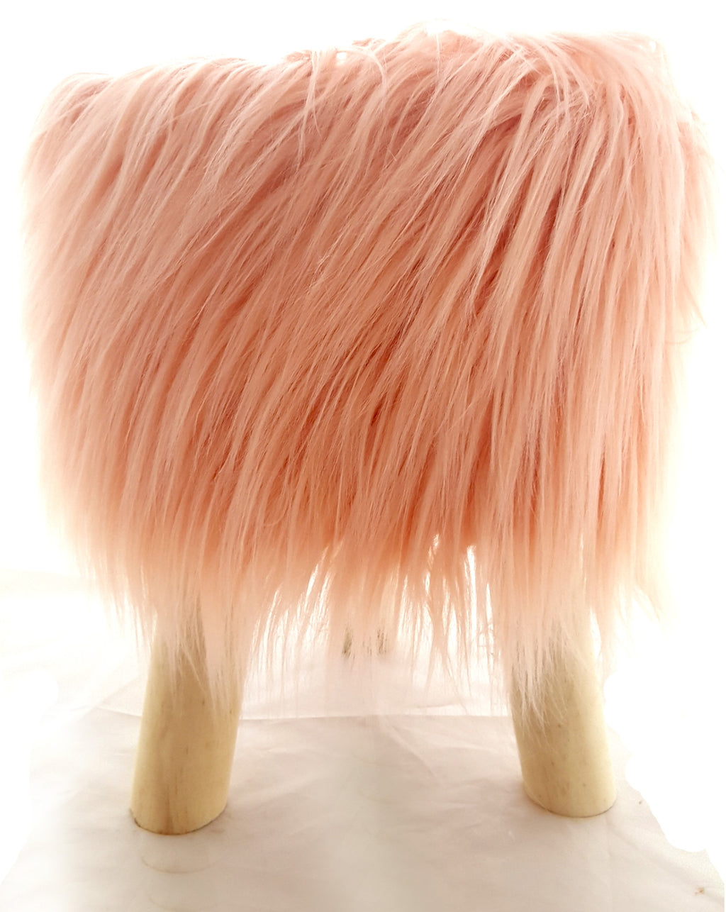 Modern Salmon Fluffy Sitting Stool or Foot Stool Ottoman Pouffe with Padded Seat