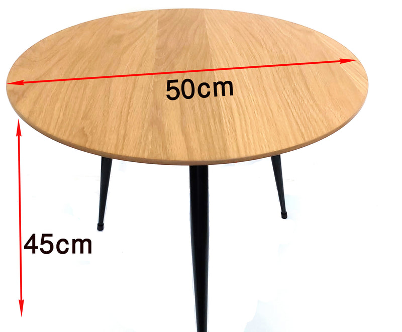 2 X Solid Wooden Side Table Coffee Bedside Round Metal Legs Home Furinature Wood High Quality